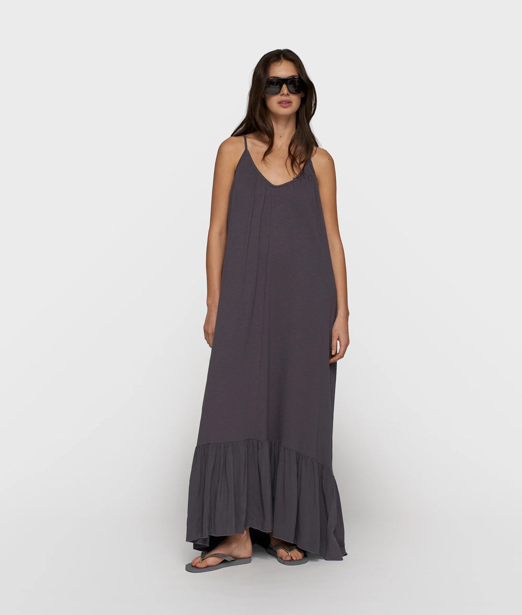 10 Days Maxi Dress Slub Jersey Steelblue
