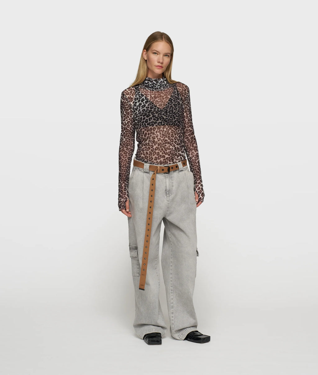 10 DAYS Mesh Longsleeve Leopard ecru