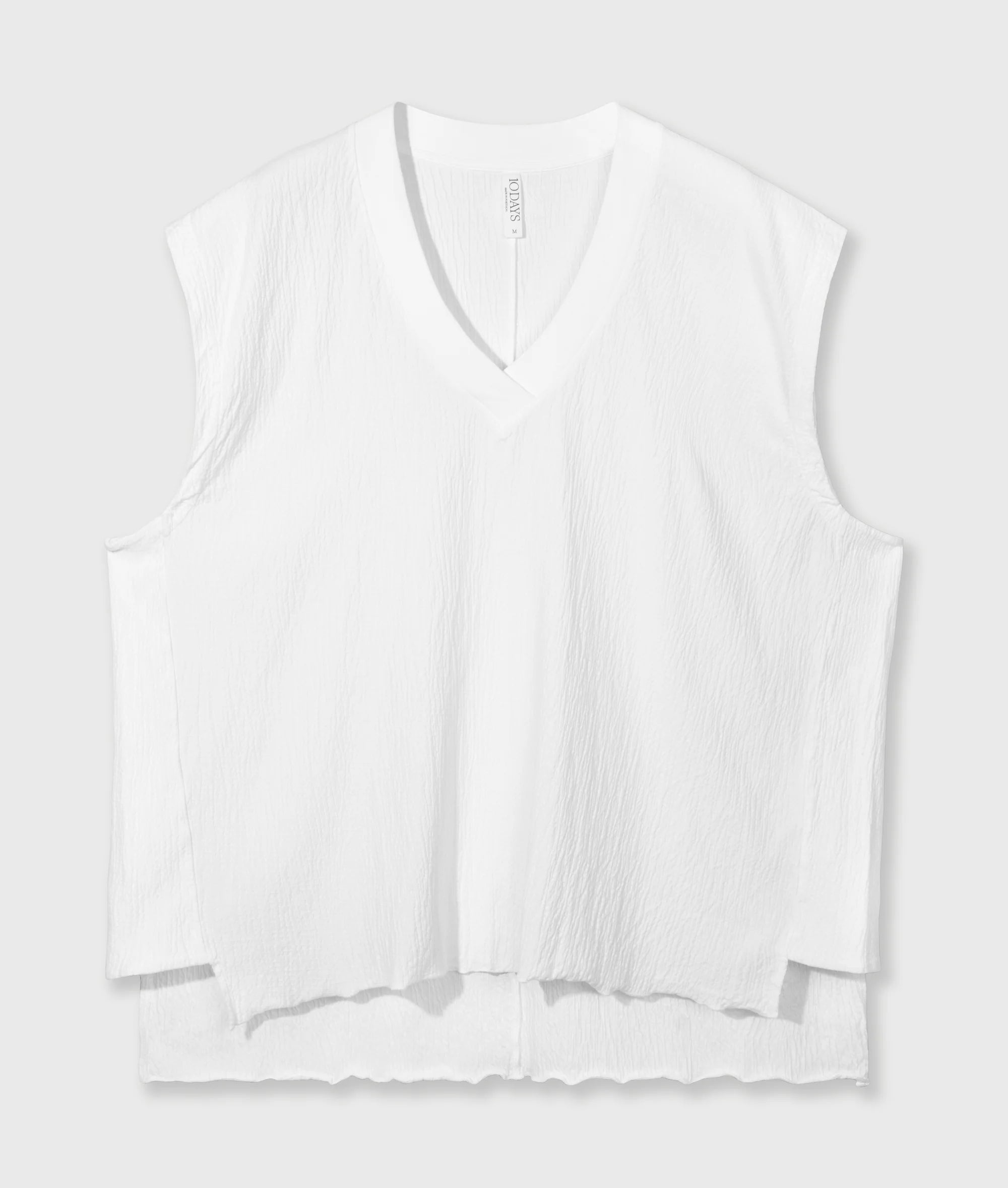 10 Days V-Neck Crinkle Top Farbe Ecru