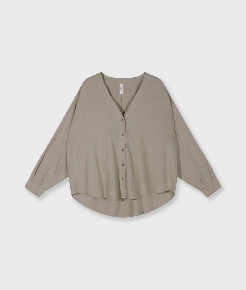 10 Days Cotton Linen Bluse Farbe Fog