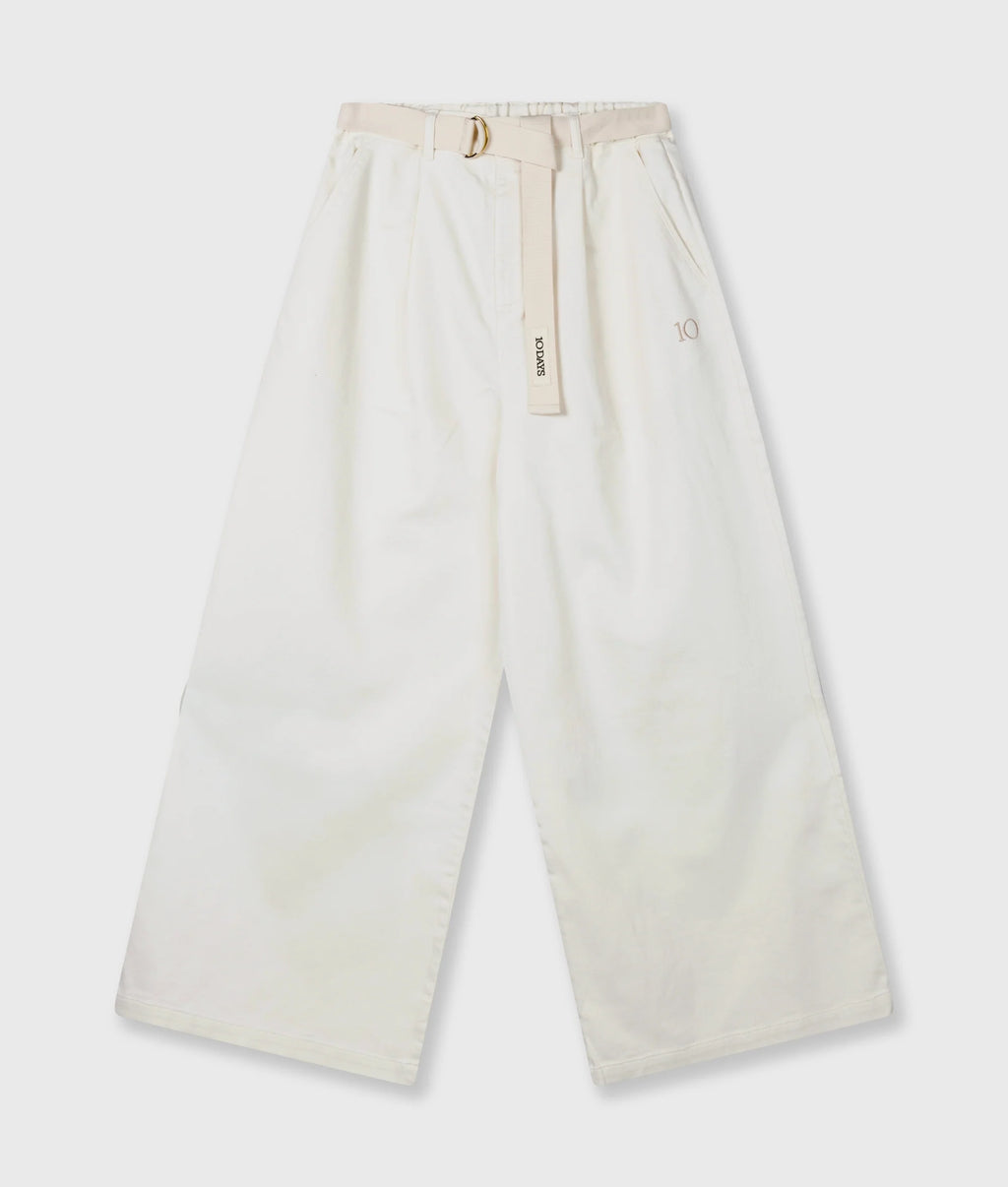 10 Days Wide Pants Jog Twill Pearl