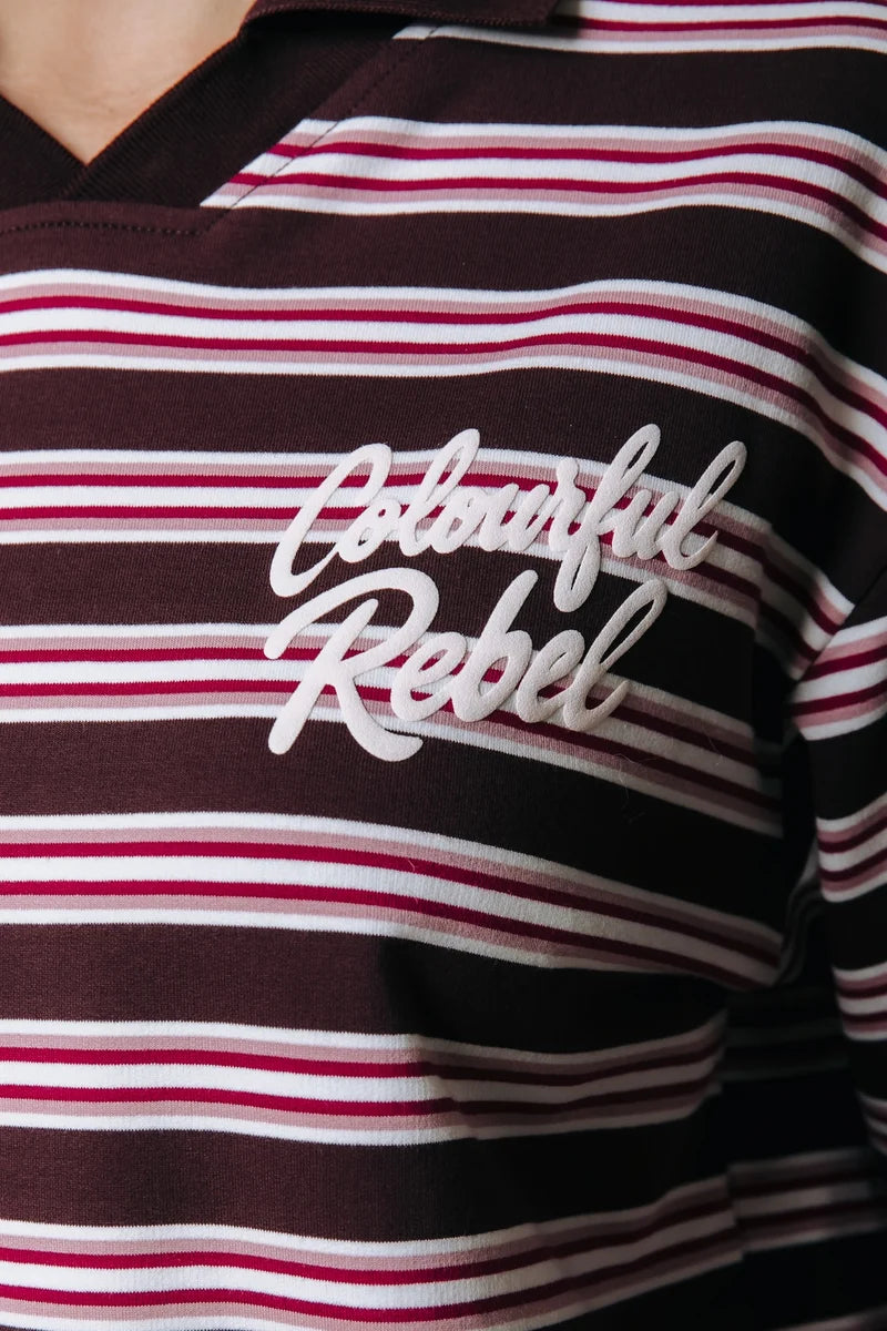 Colourful Rebel Sport Collar Longsleeve Shirt mit Polokragen braun