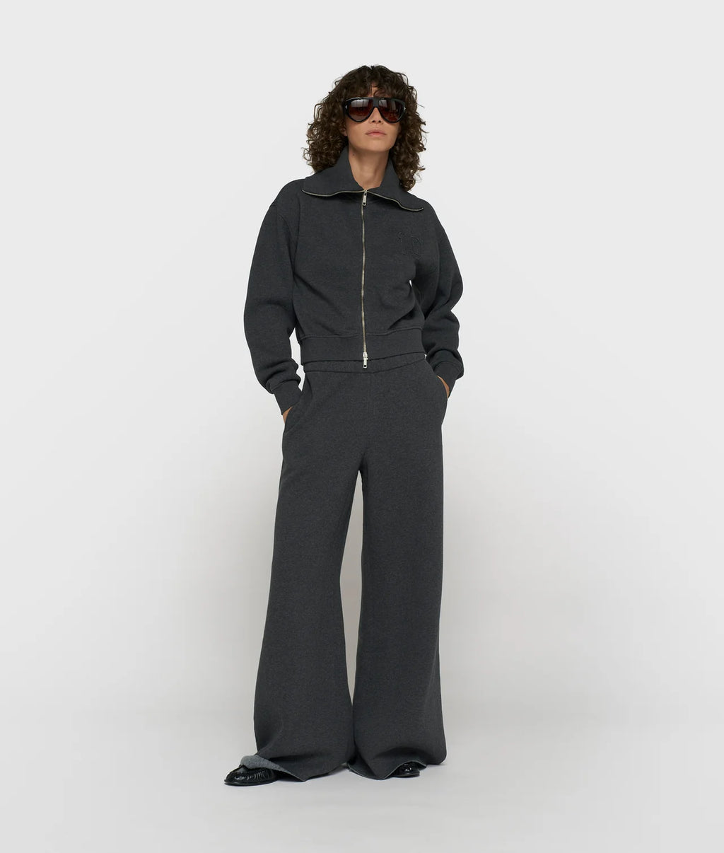 Zip Cardigan Baumwolle Fleece Antra Melee