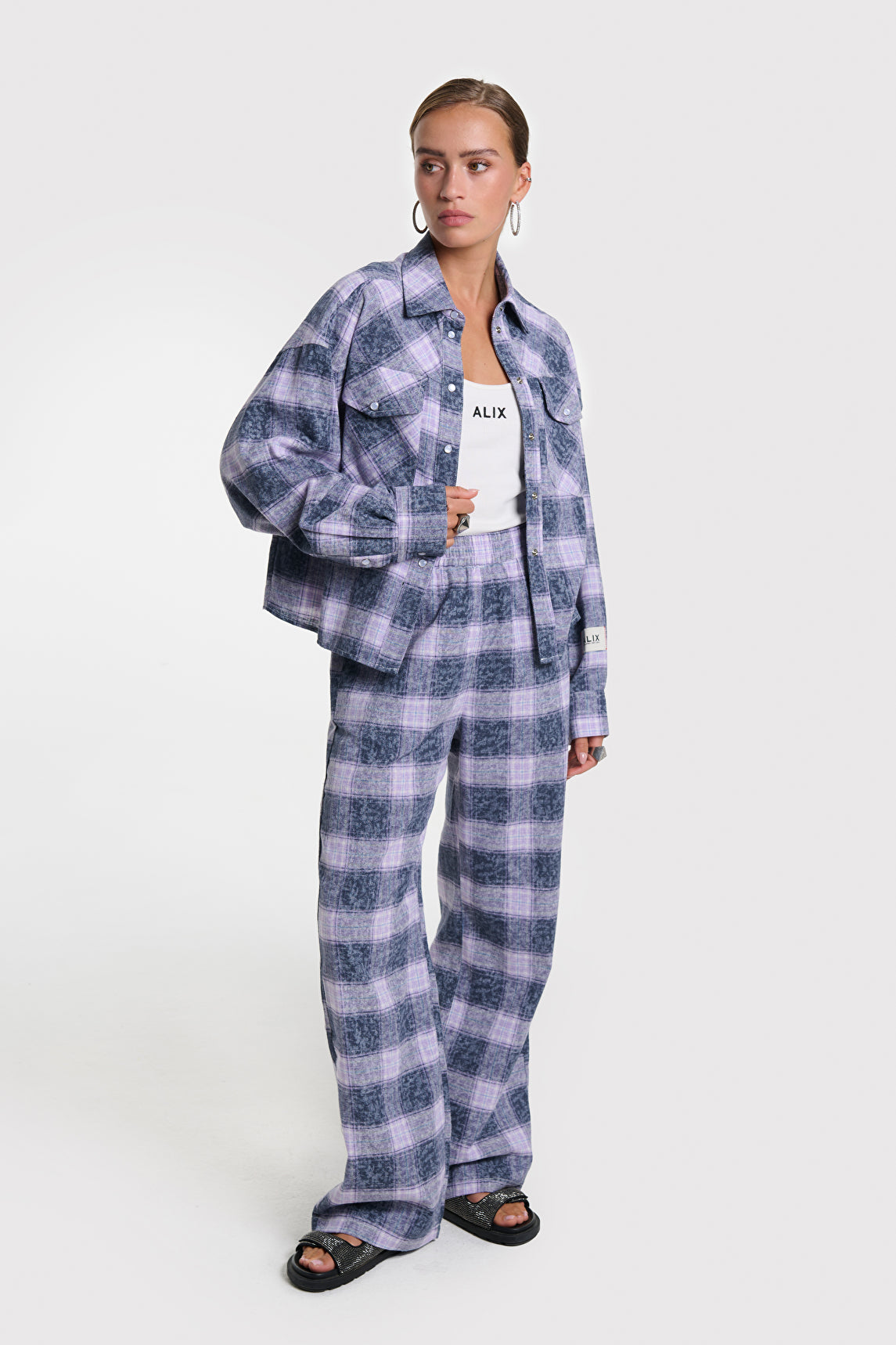 Alix The Label Woven Bleached checked Bluse