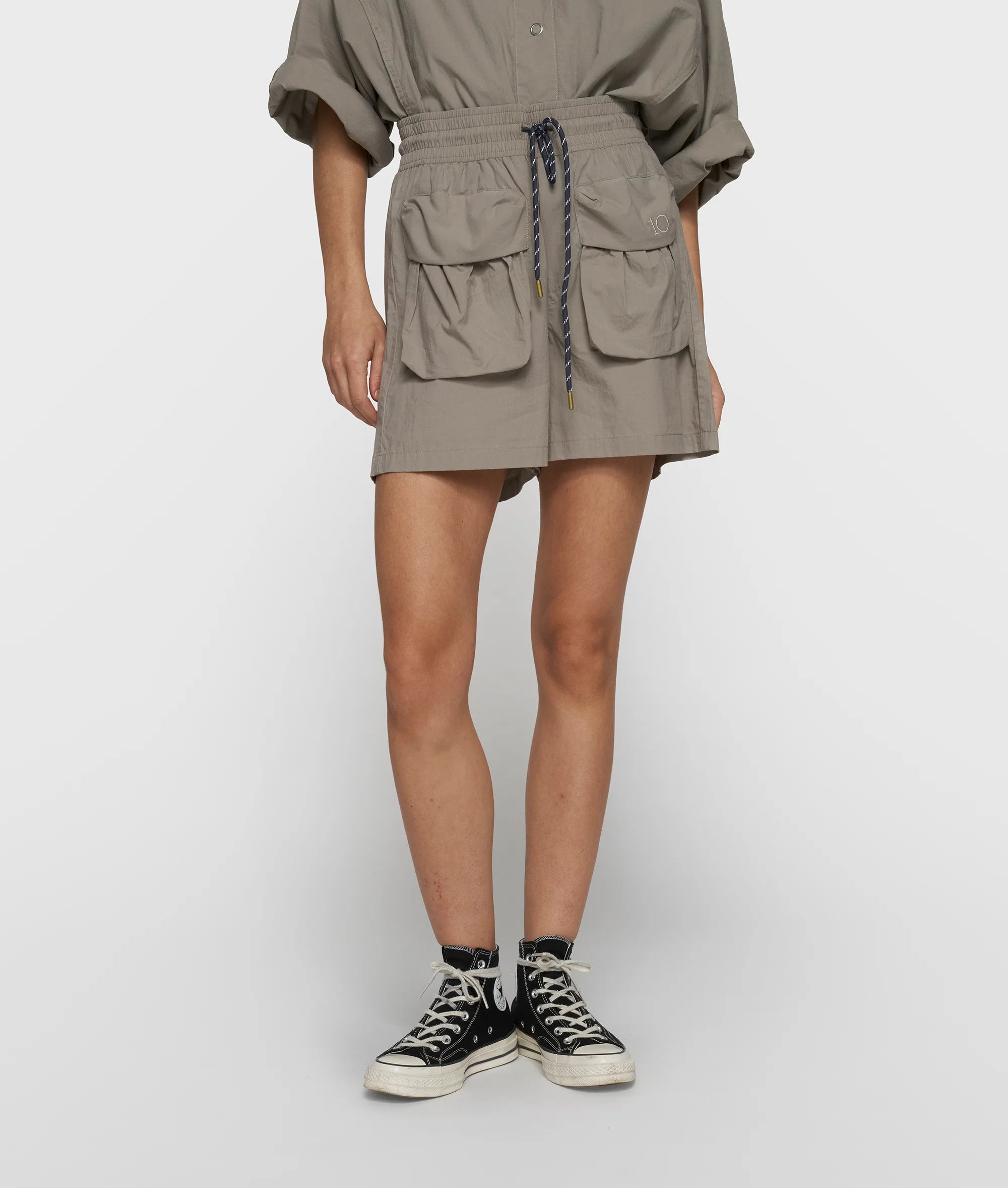 10 Days Crinkle Utility Shorts Farbe Fog