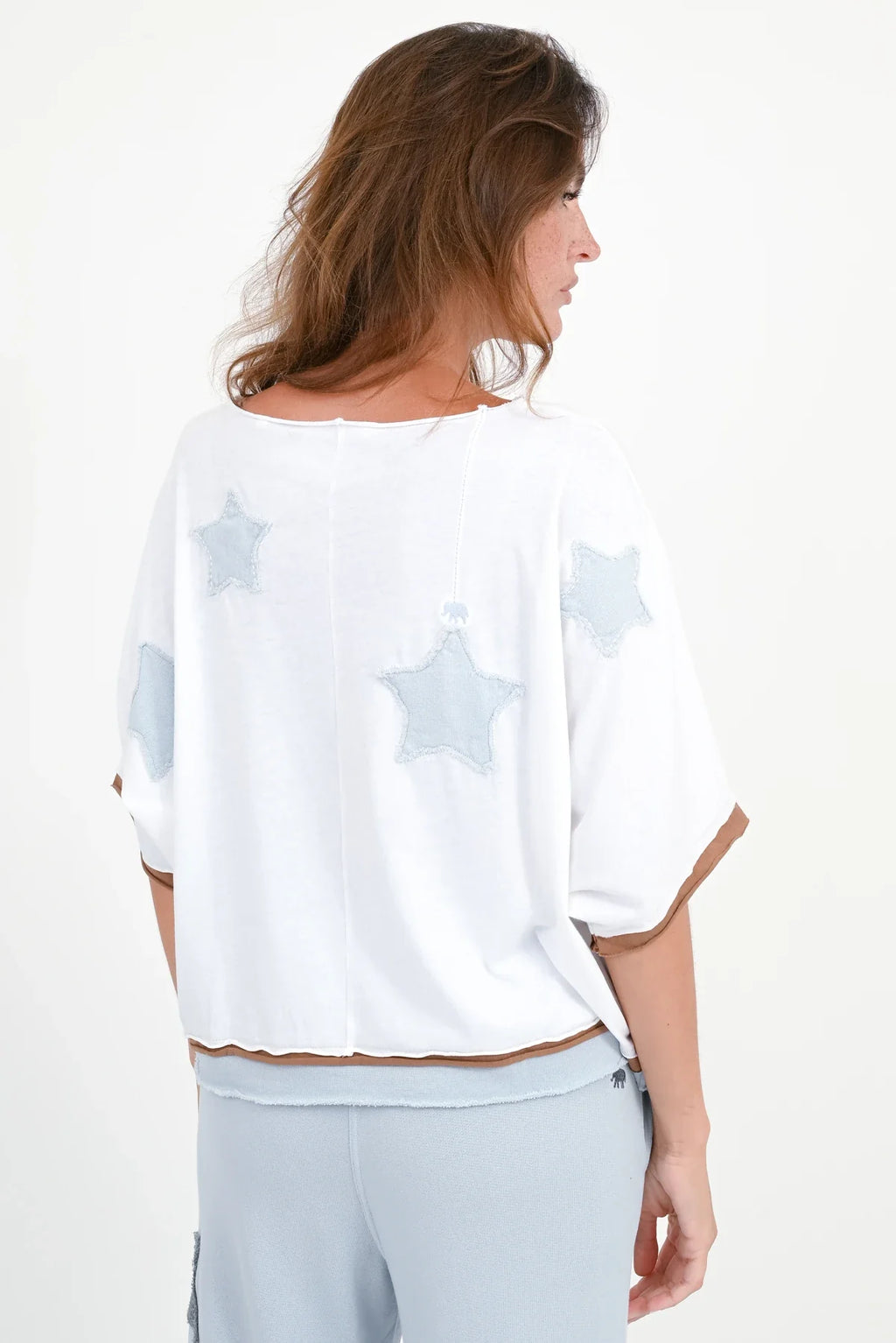 Love Joy Victory Shirt Rumbia Sternen Patches weiß