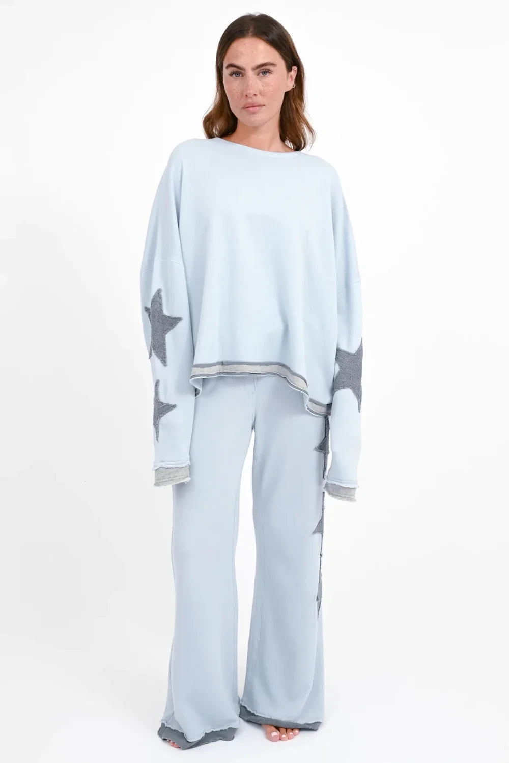 Love Joy Victory Hopewell Sternen Patches Sweater ICE Blue