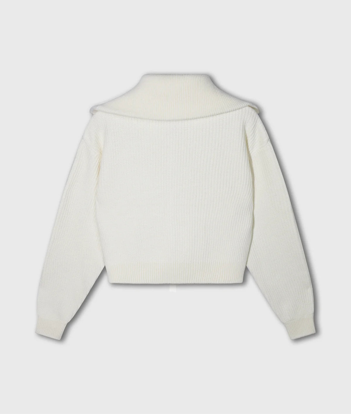 10 Days Rib Knit Zip Cardigan Ecru