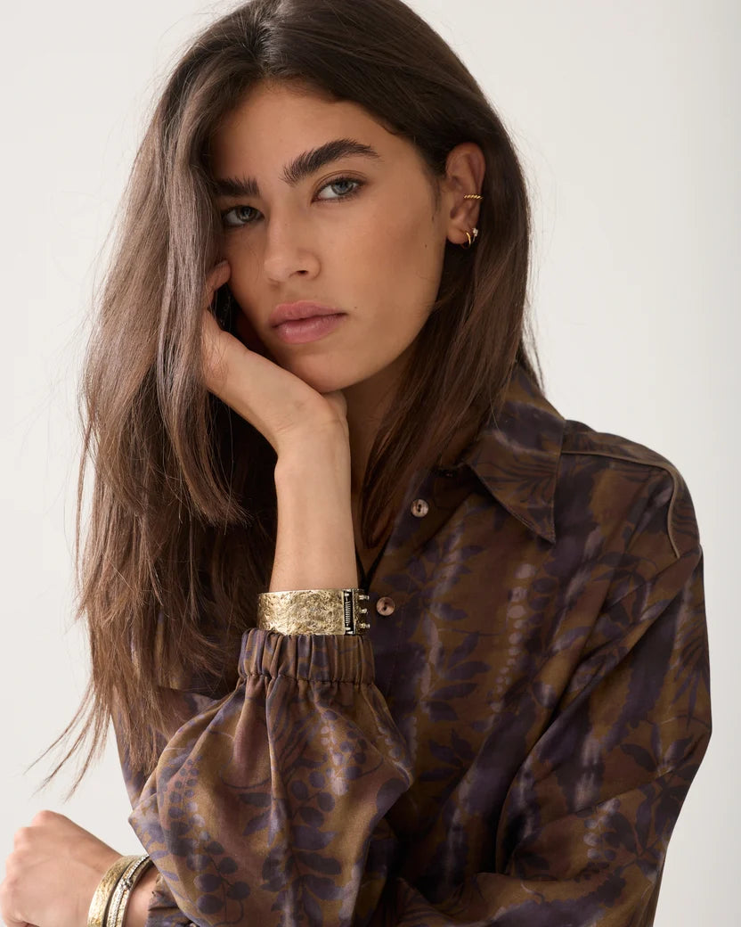 Summum Cropped Bluse Misty Flower braun