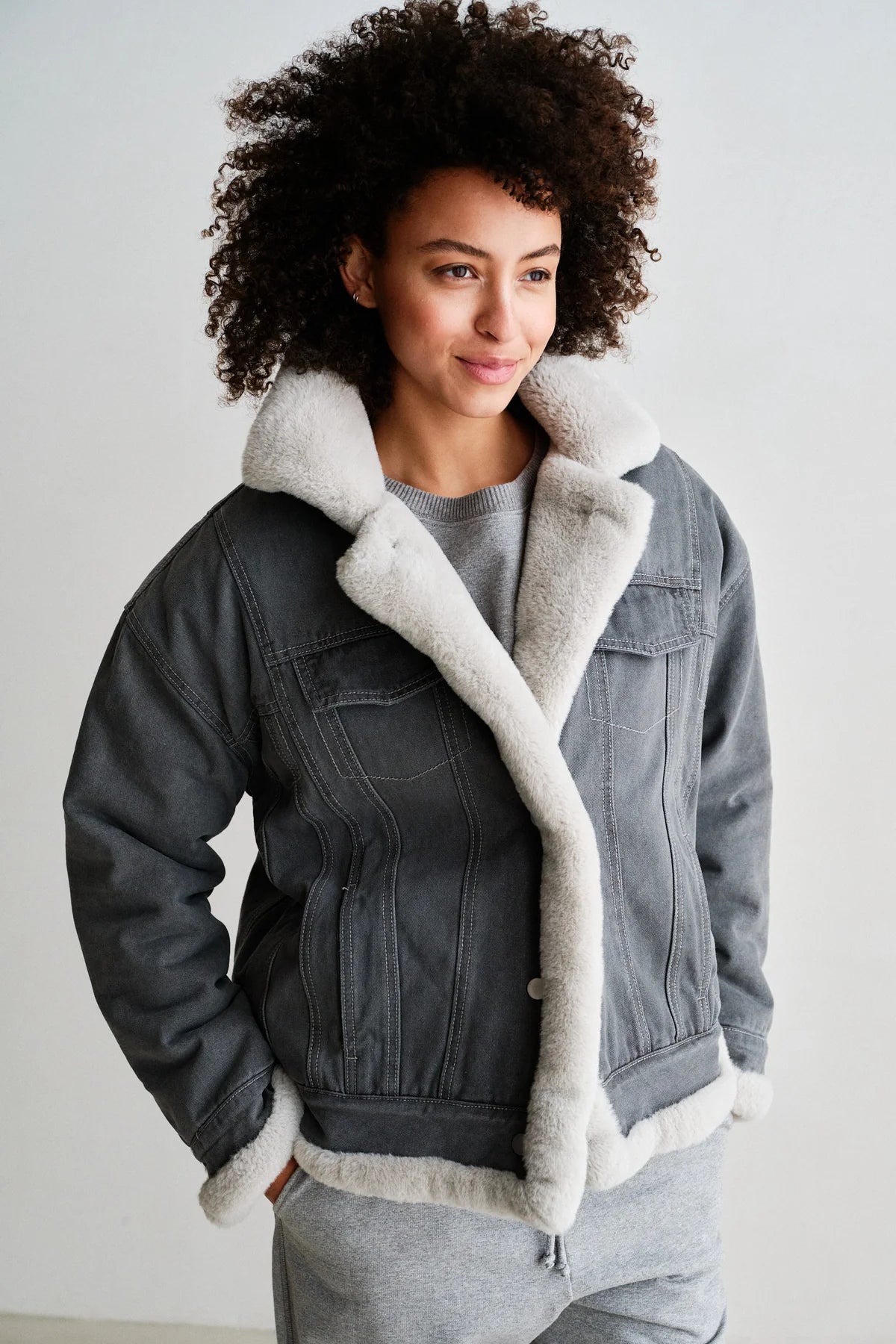 Penn&ink Trucker Jacke grau gefüttert