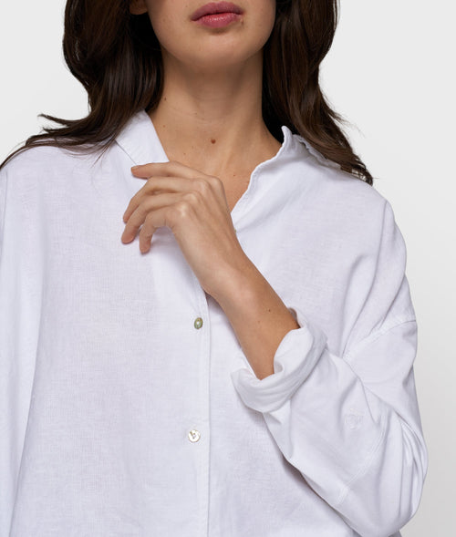10 Days Cotton Linen Bluse weiß