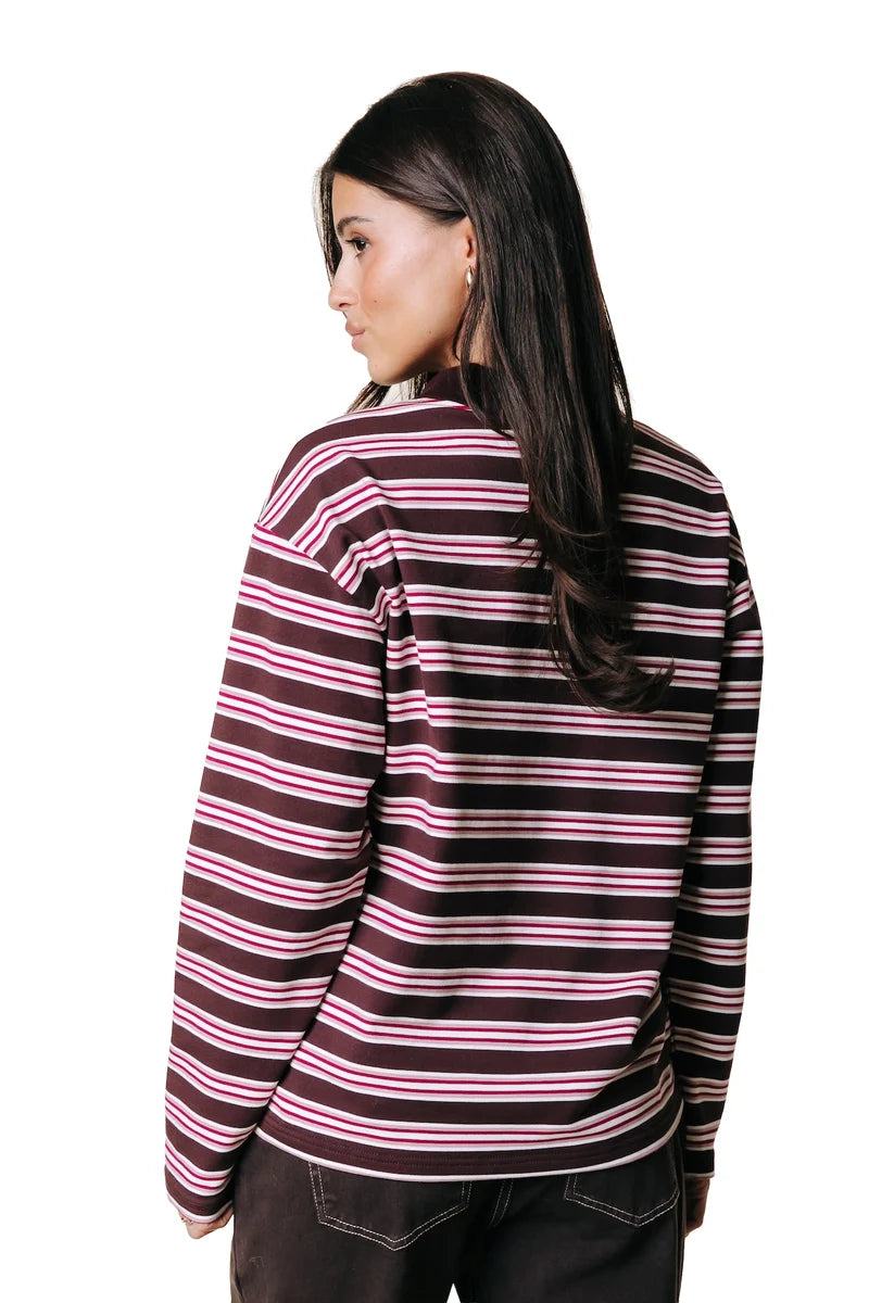 Colourful Rebel Sport Collar Longsleeve Shirt mit Polokragen braun