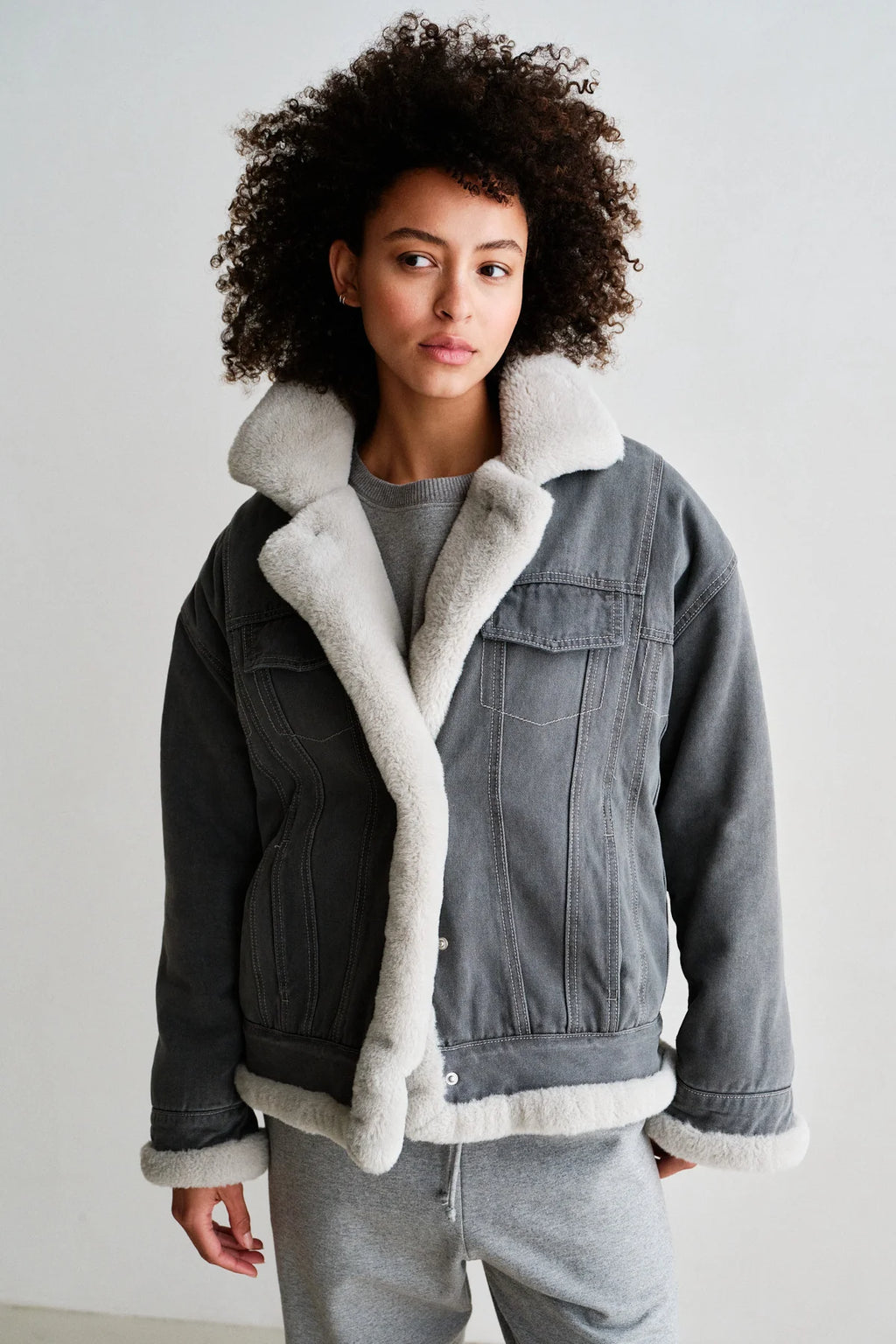 Penn&ink Trucker Jacke grau gefüttert