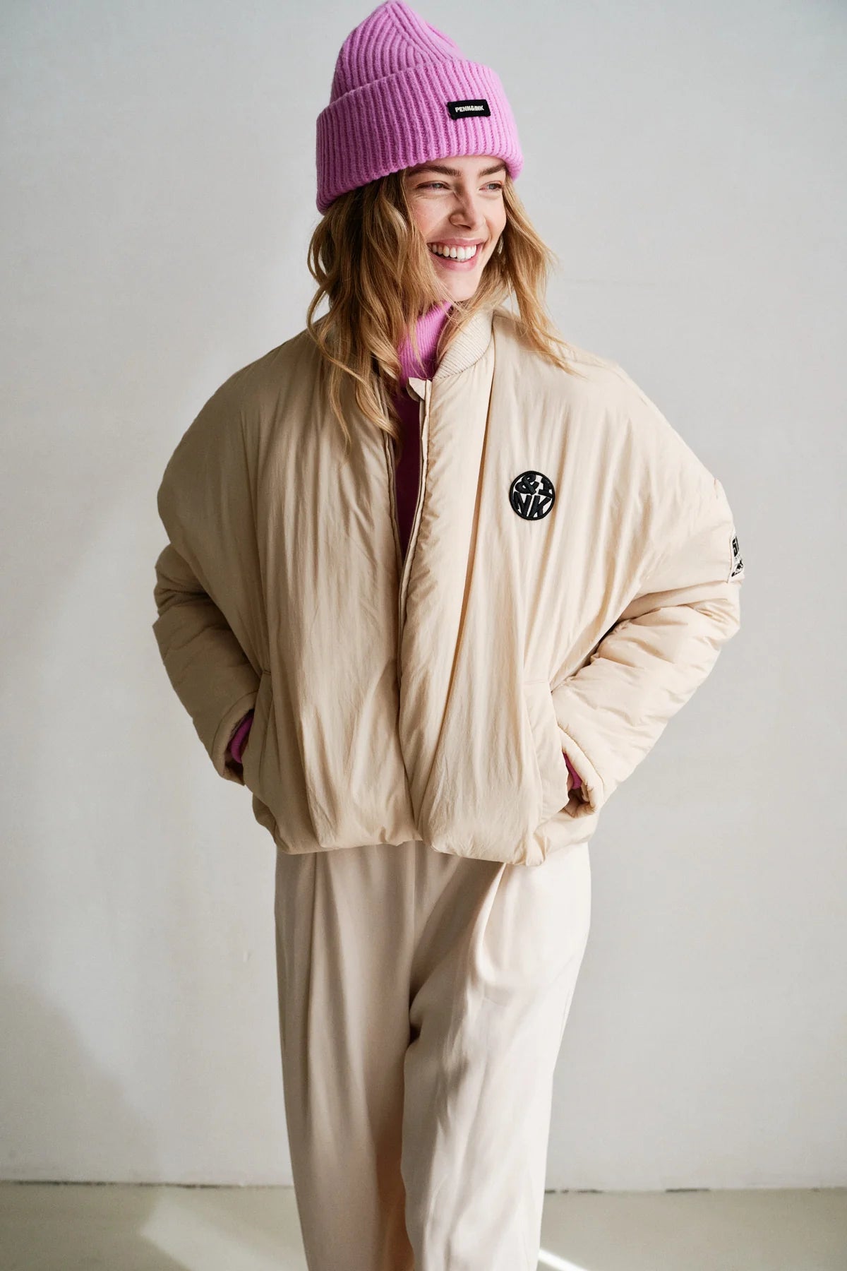 Penn&Ink Bomber Jacke Sandfarben