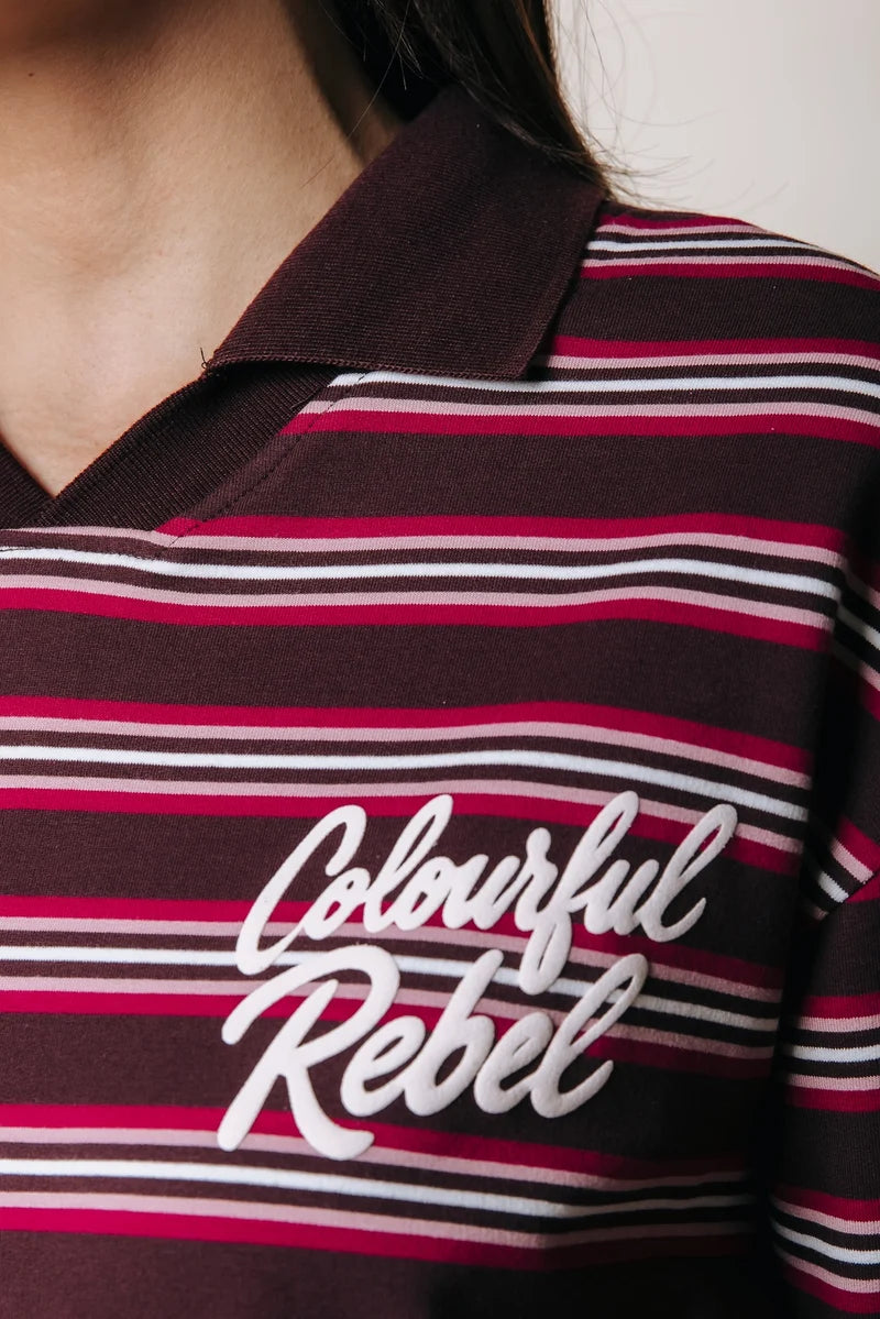 Colourful Rebel Sport Collar Longsleeve Shirt mit Polokragen rot
