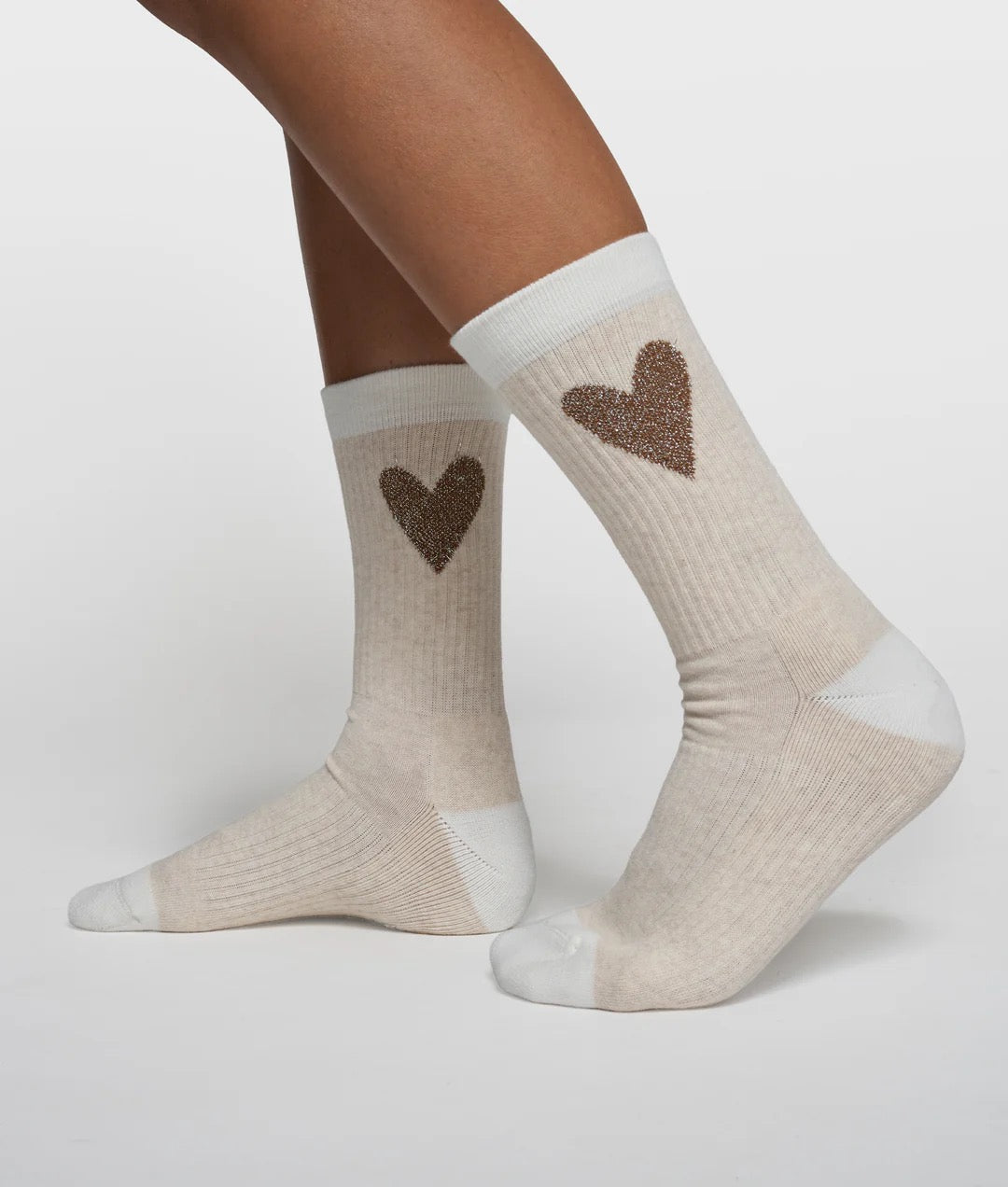 10 Days Socks Heart soft white melee ( sandfarben)
