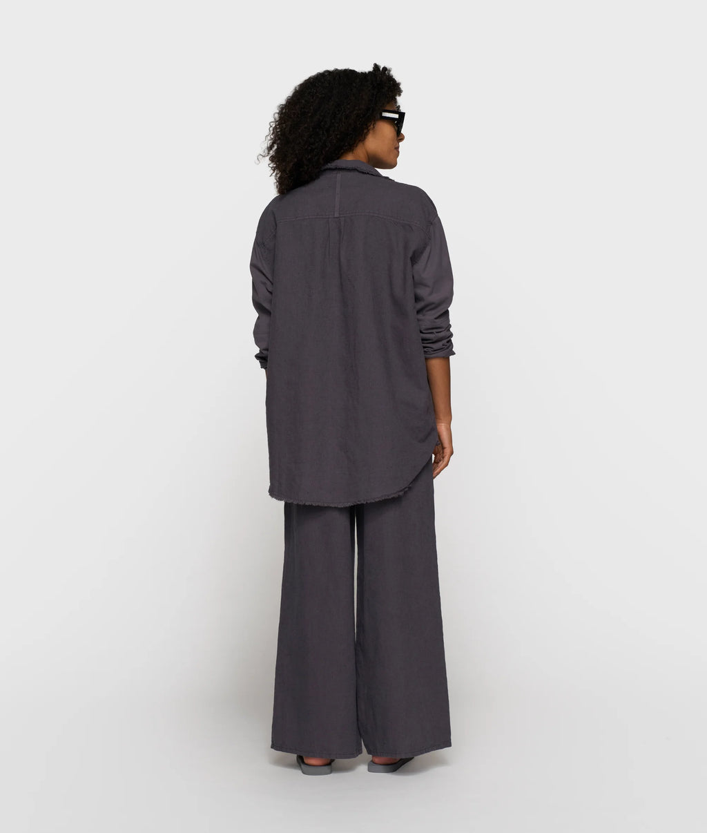 10 Days Cotton Linen Bluse Steel Blue