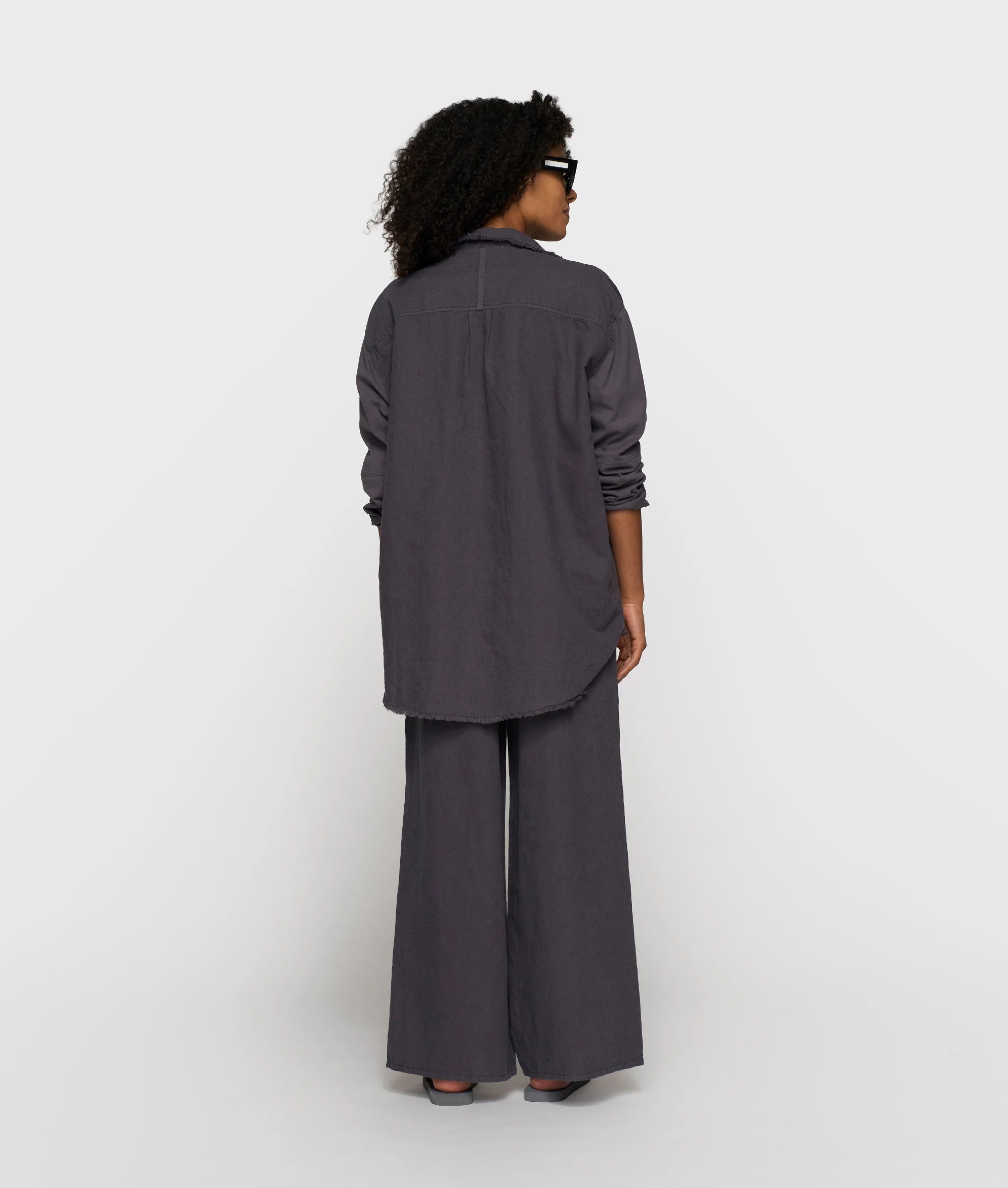 10 Days Cotton Linen Bluse Steel Blue