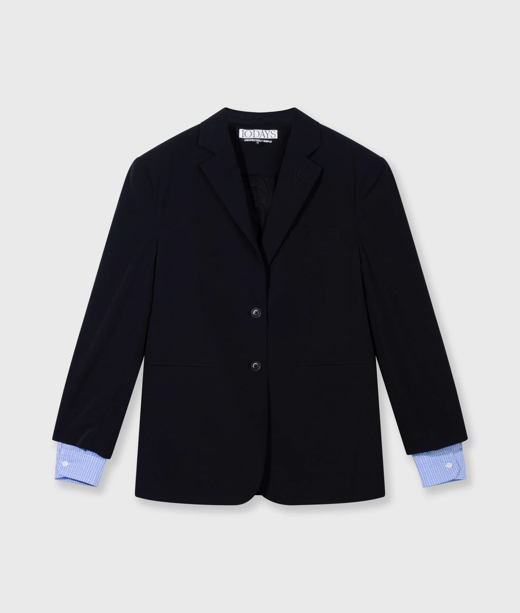 10 Days Travel Blazer mit doppeltem Ärmelaufschlag schwarz