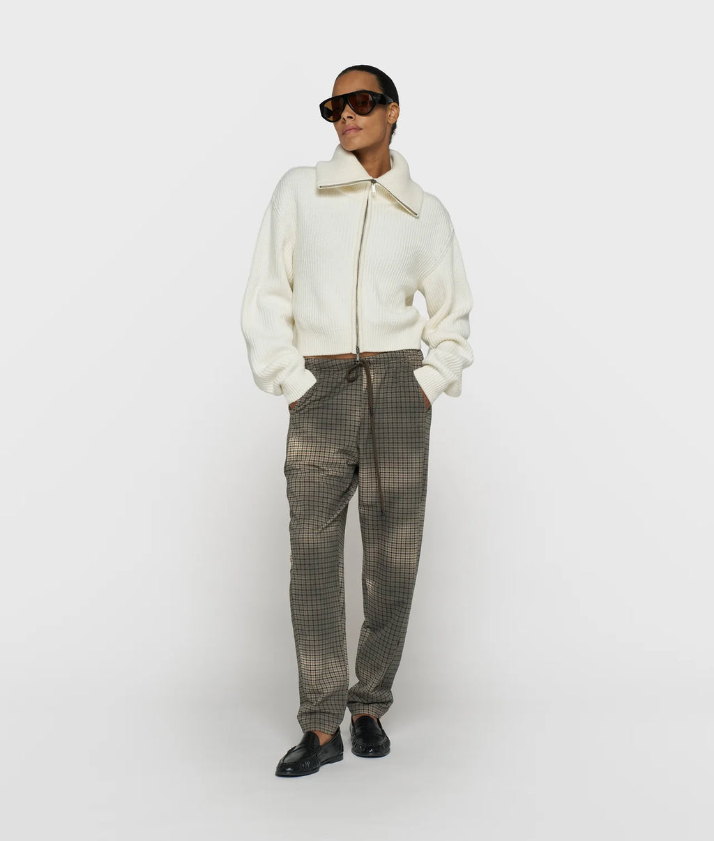 10 Days Rib Knit Zip Cardigan Ecru