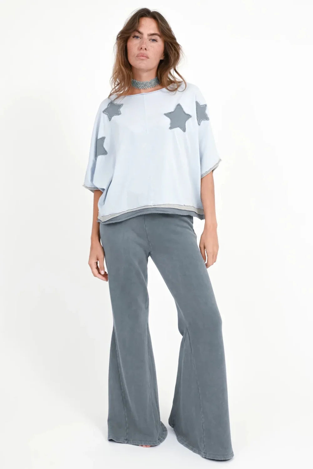 Love Joy Victory Shirt Rumbia Sternen Patches ice Blue