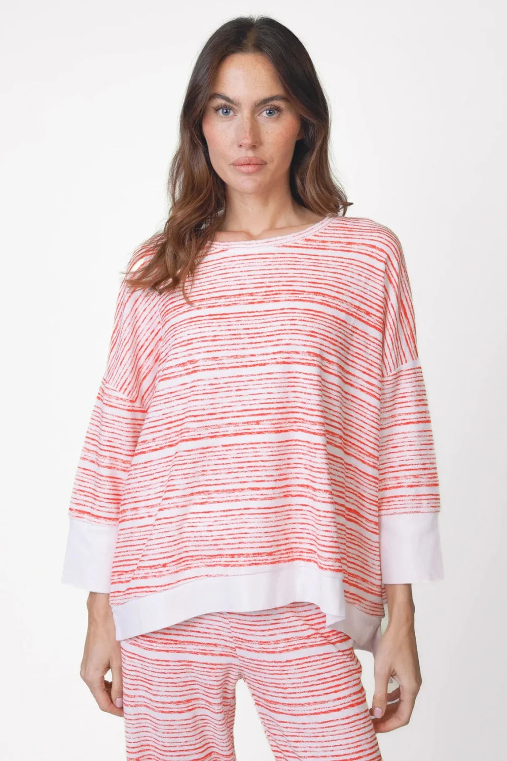 Love Joy Victory Frottee Sweatshirt Tulli Allover Print Red Pill Stripe