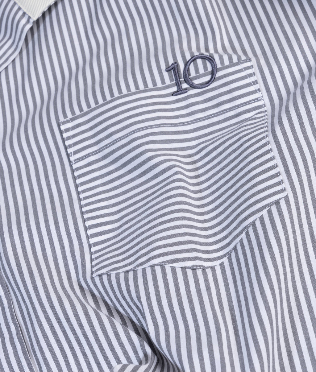 10 Days Bluse Stripes Graublau / weiß gestreift