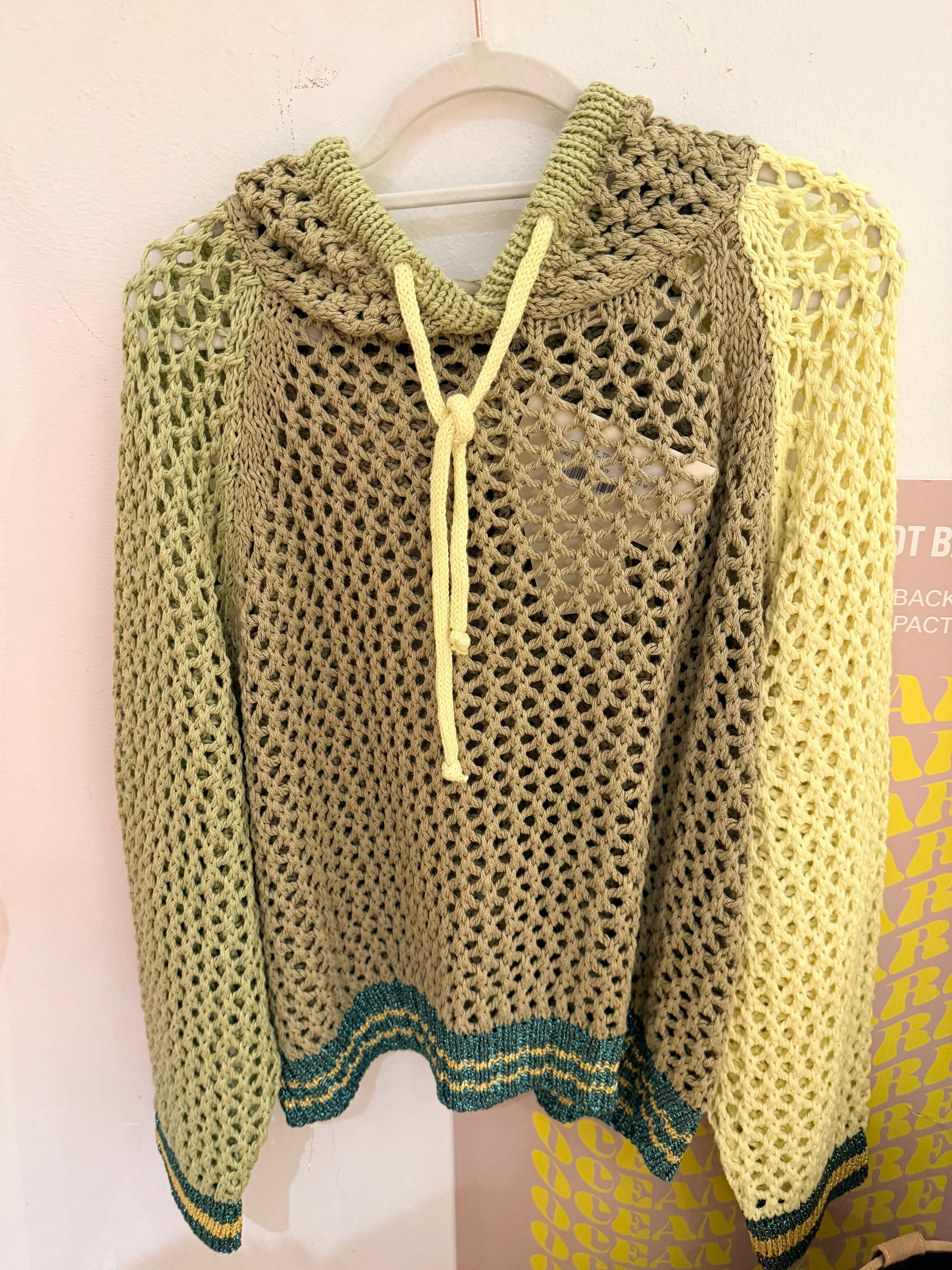 Liv Bergen Hoodie Crochet tricolor oliv