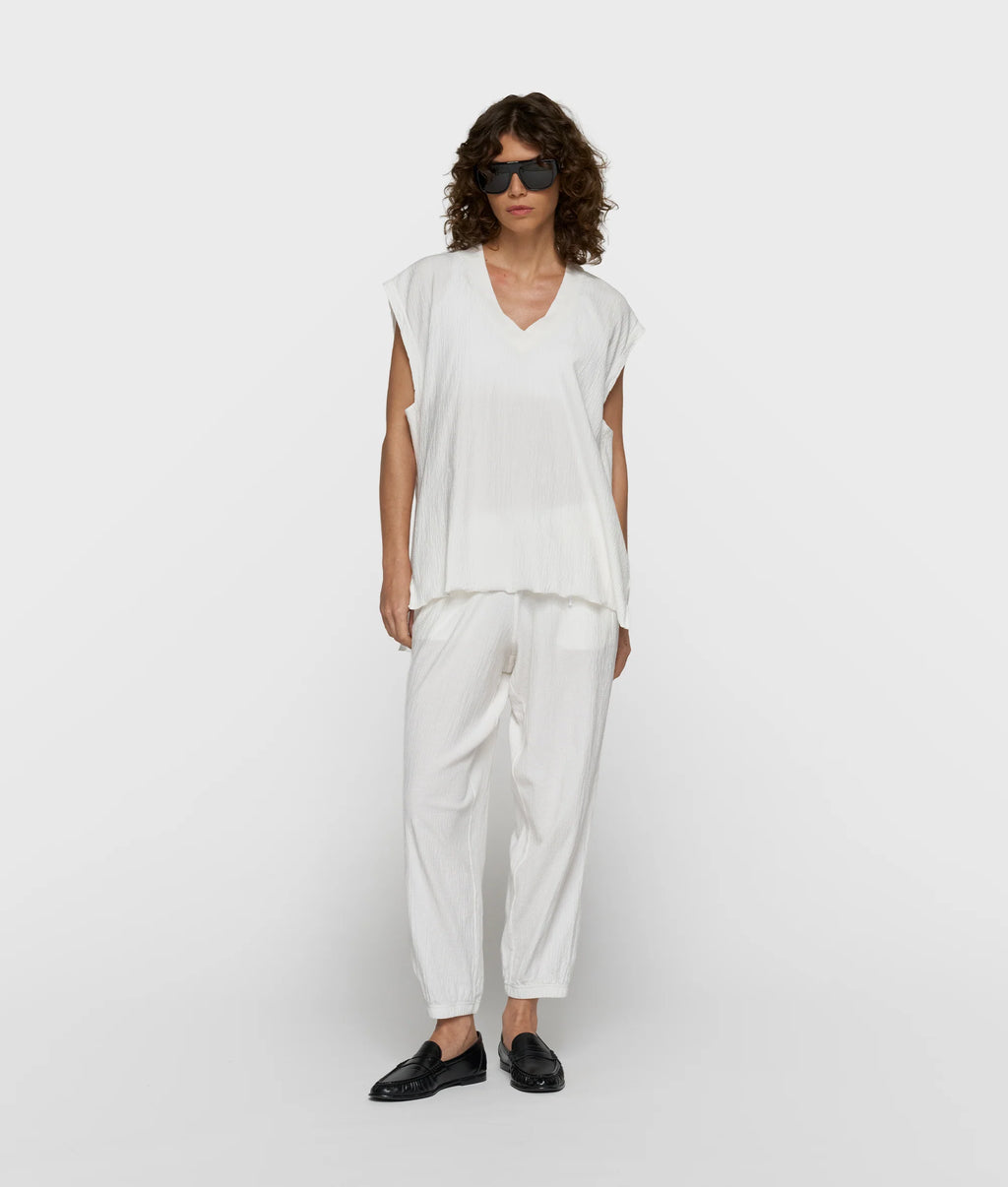 10 Days V-Neck Crinkle Top Farbe Ecru