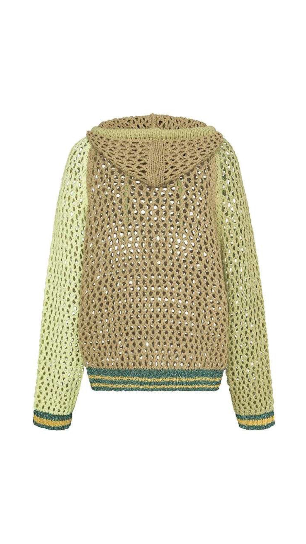 Liv Bergen Hoodie Crochet tricolor oliv