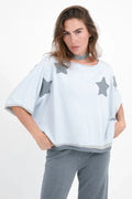 Love Joy Victory Shirt Rumbia Sternen Patches ice Blue