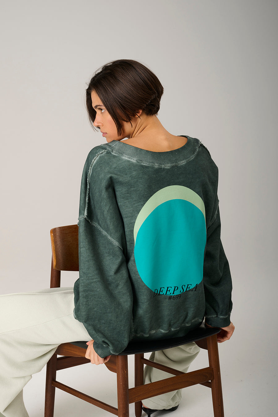 Liv Bergen Sweater Circles in Deep Sea