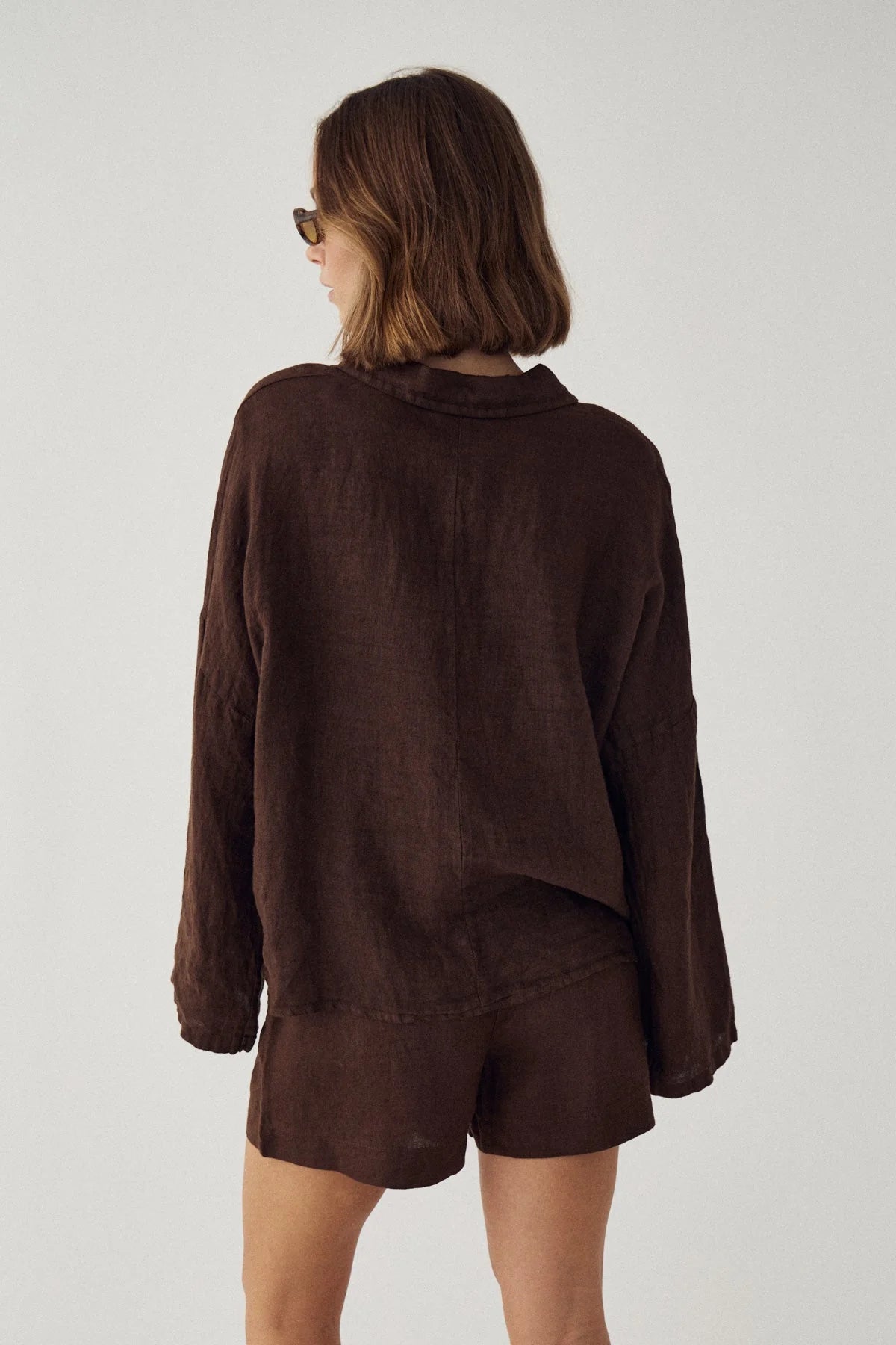 Noella Leonora Leinen Bluse Choclat braun