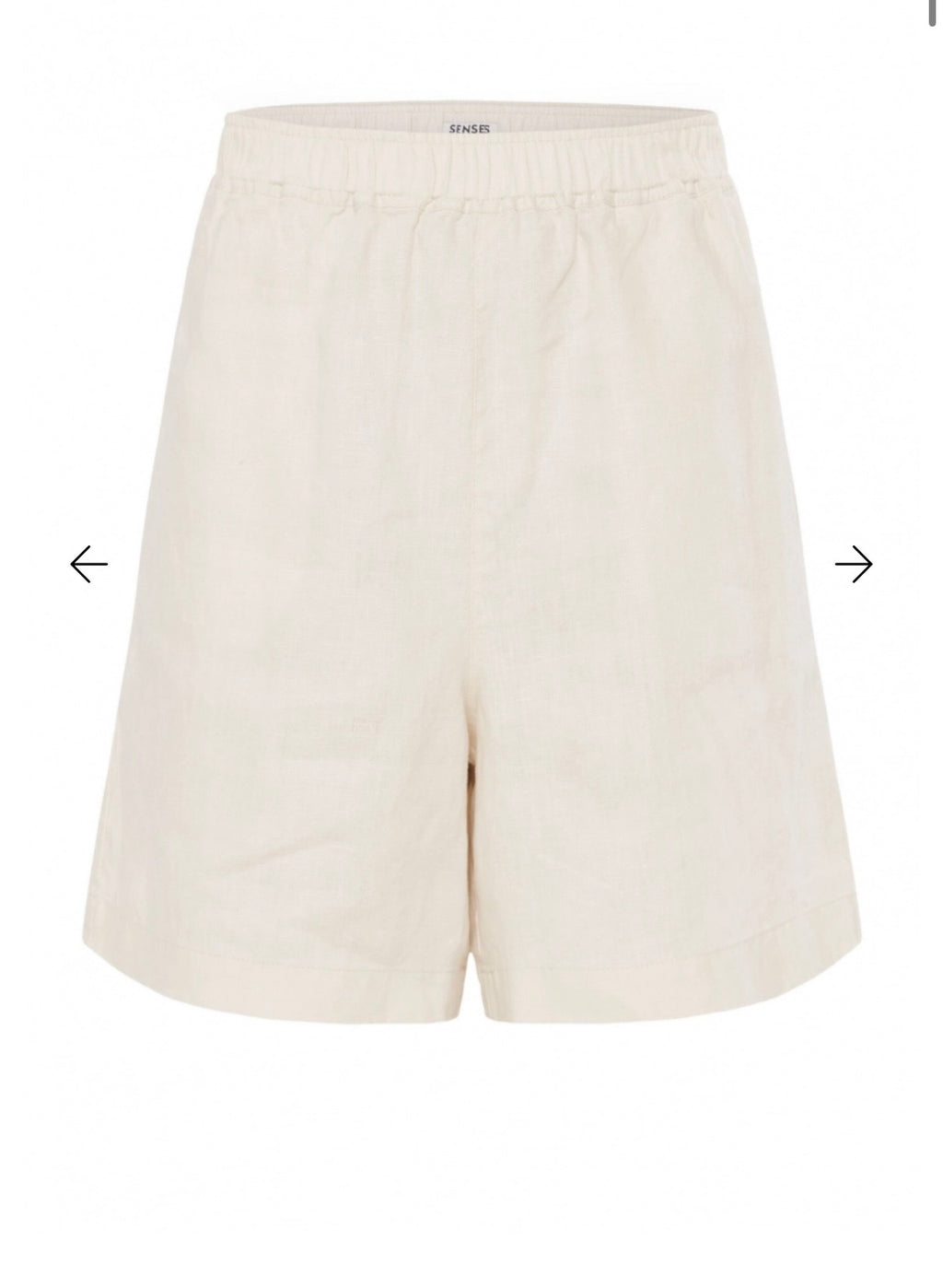 Senses The Label Leinenshorts Elastikbund sandfarben