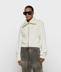 10 Days Rib Knit Zip Cardigan Ecru