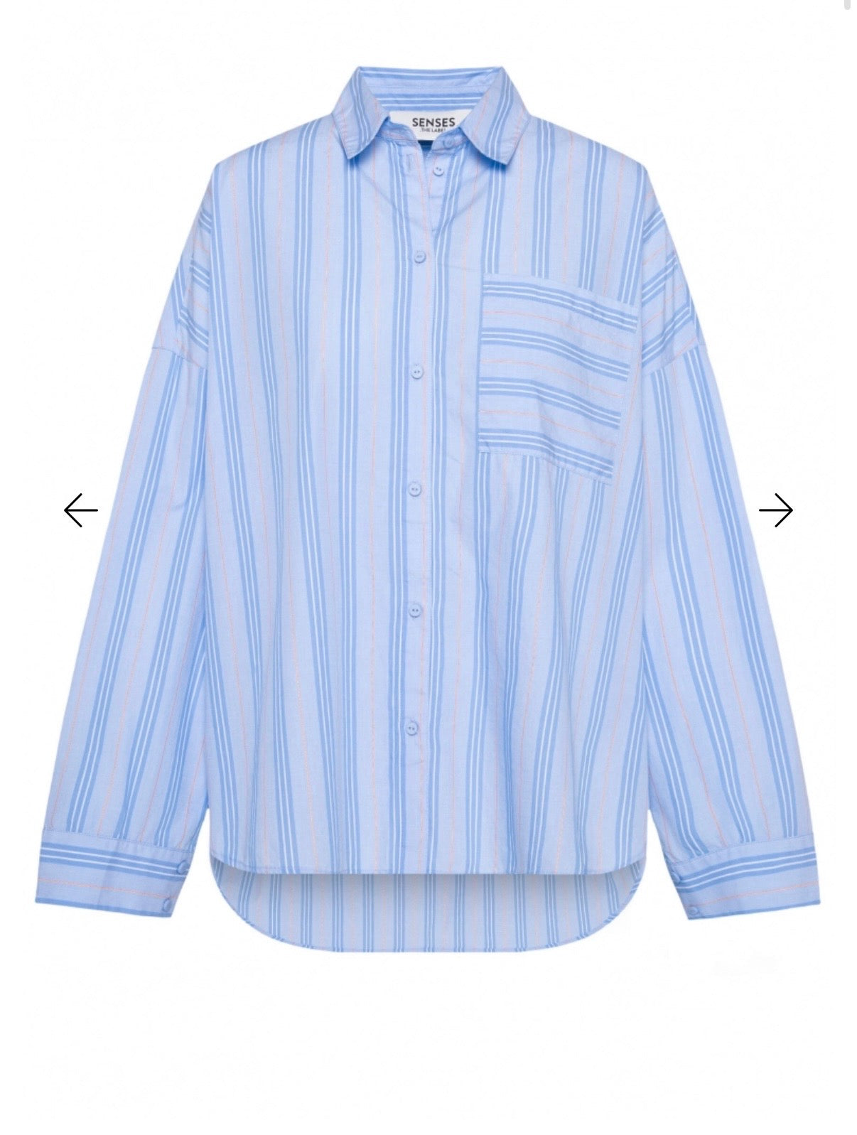Senses The Label Gestreifte Oversized Bluse BA:RI im Pyjama-Stil shirt blue / iconic orange