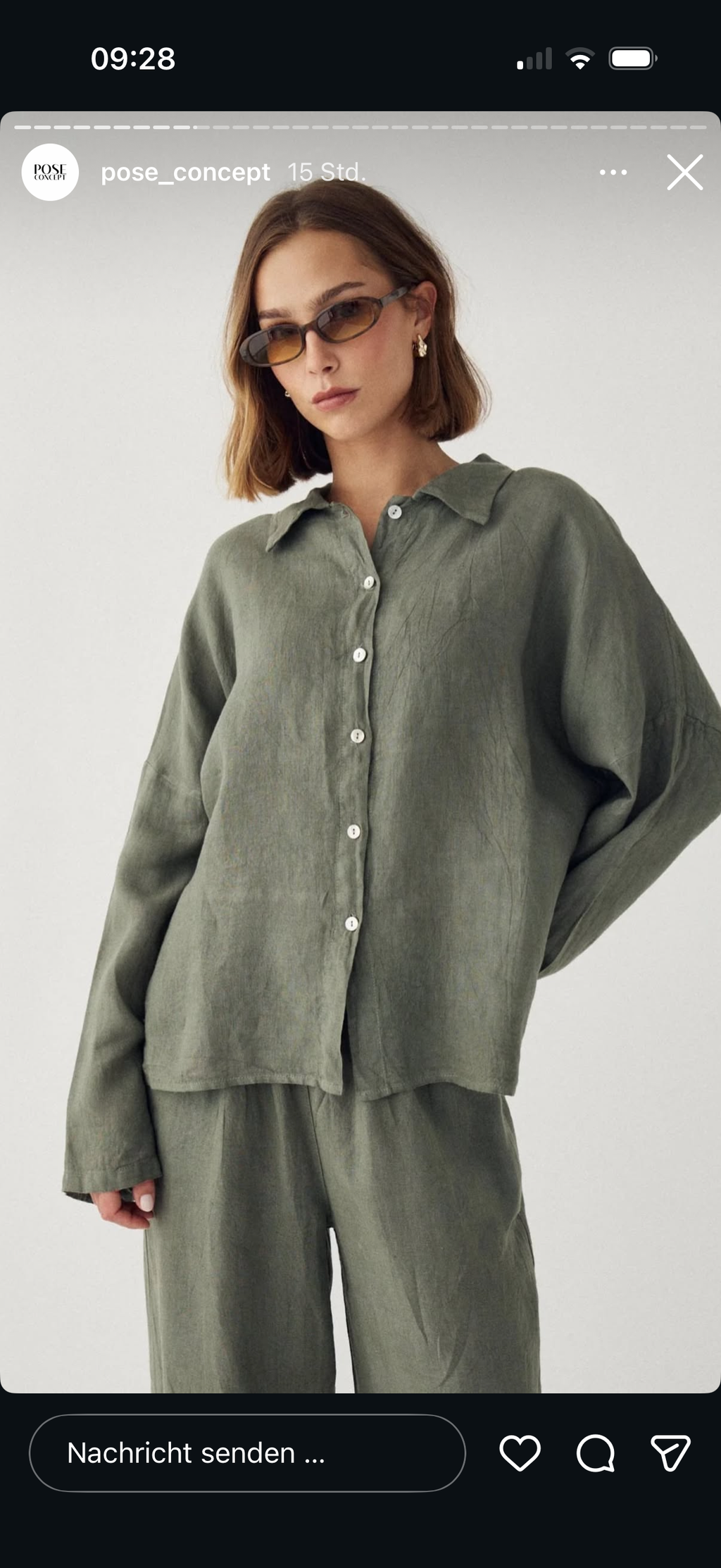Noella Leonora Leinen Bluse oliv