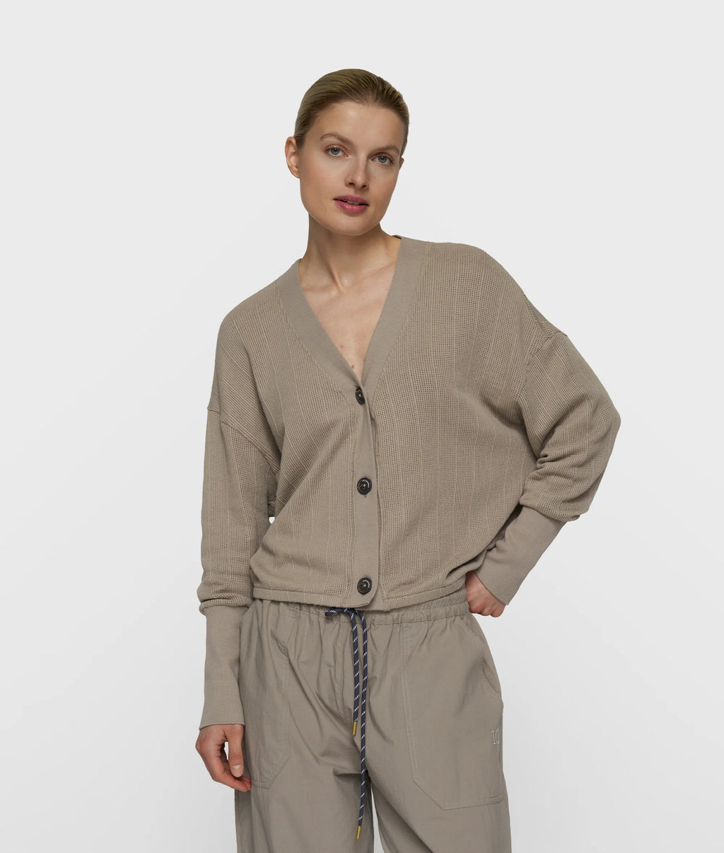 10 Days V-Neck Mesh Cardigan Farbe Fog