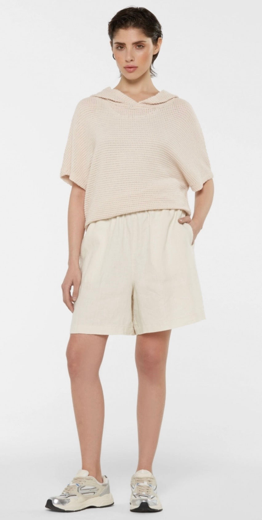 Senses The Label Leinenshorts Elastikbund sandfarben