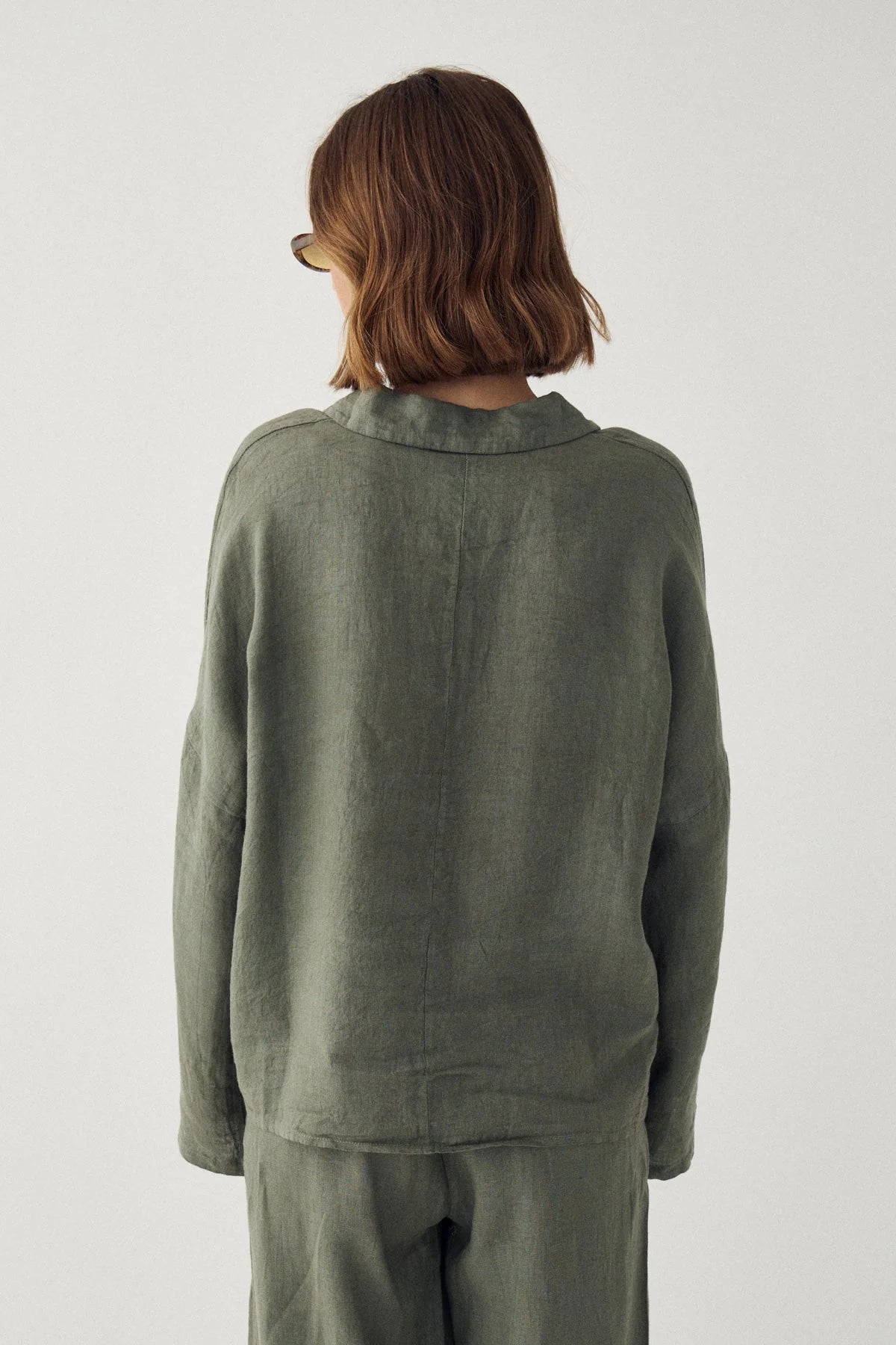 Noella Leonora Leinen Bluse oliv