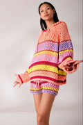 Liv Bergen Hoodie Crochet Multistripe