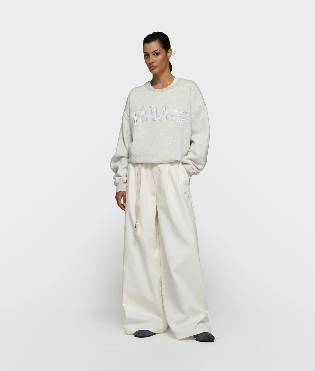 10 Days Wide Pants Jog Twill Pearl