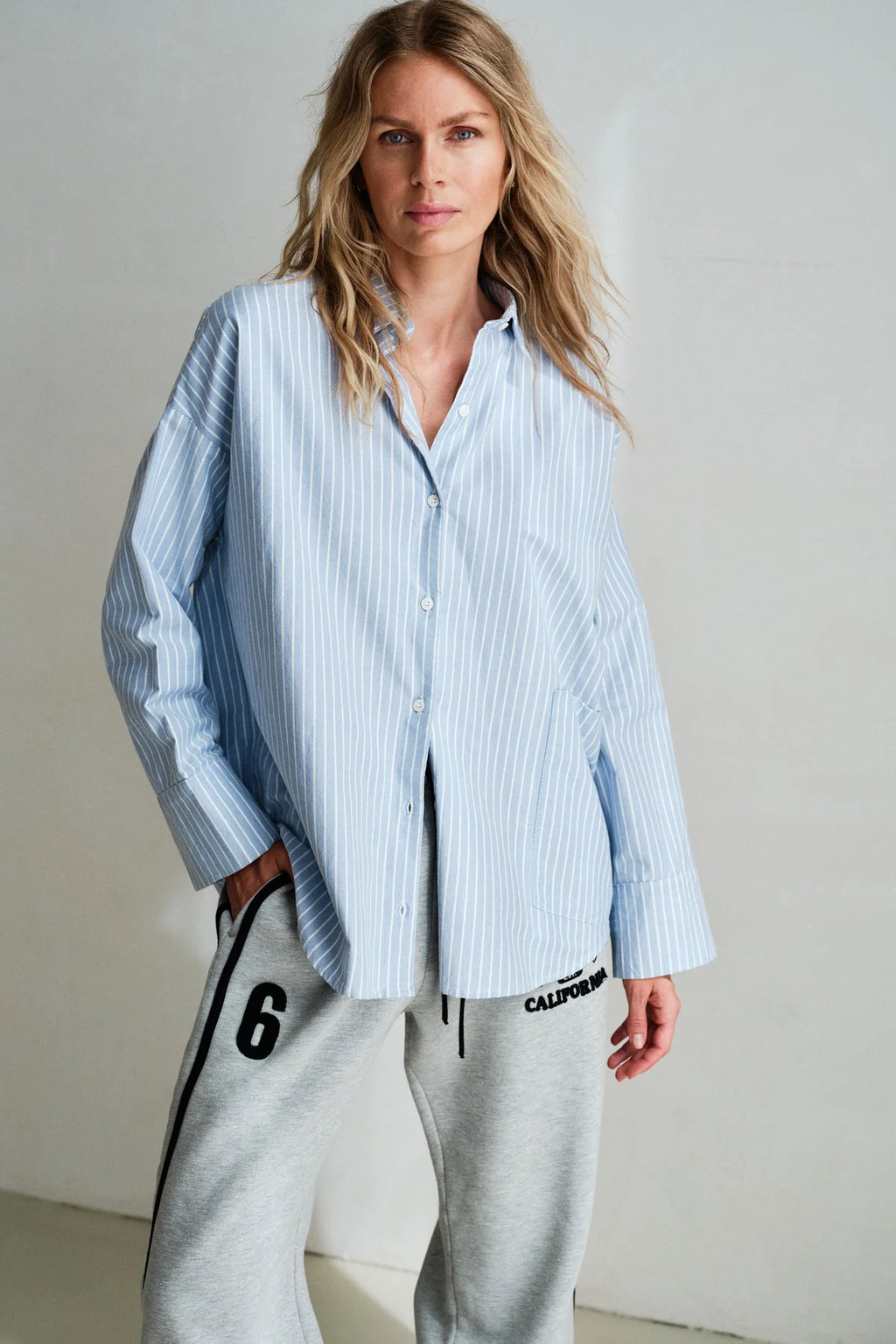 Penn&ink Bluse hellblau gestreift (W26Z927LTD)