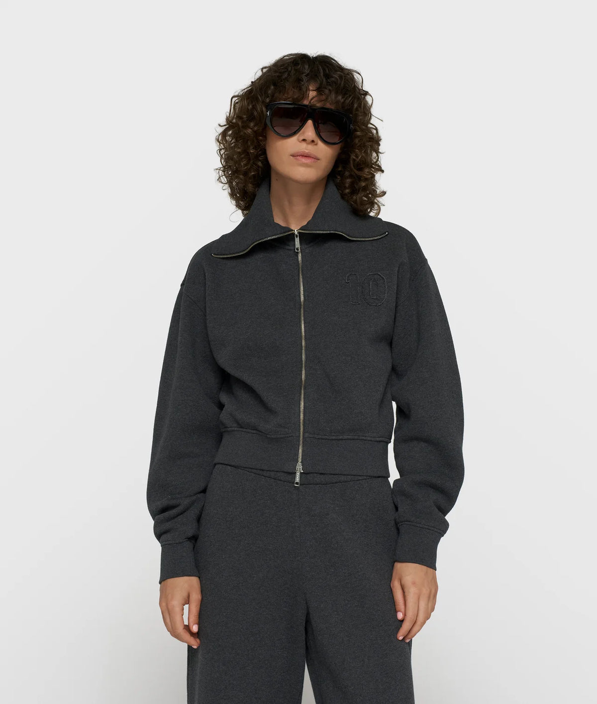 Zip Cardigan Baumwolle Fleece Antra Melee
