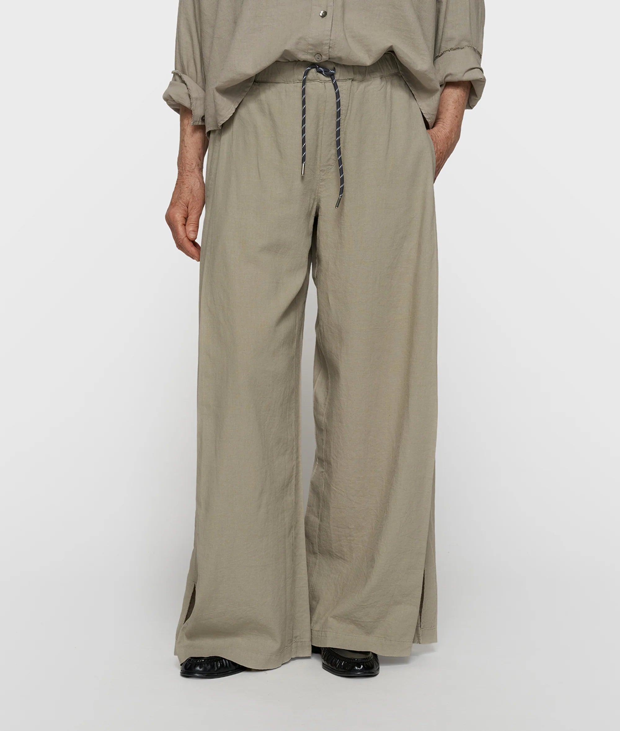 10 Days Cotton Linen Pants Slit Farbe Fog