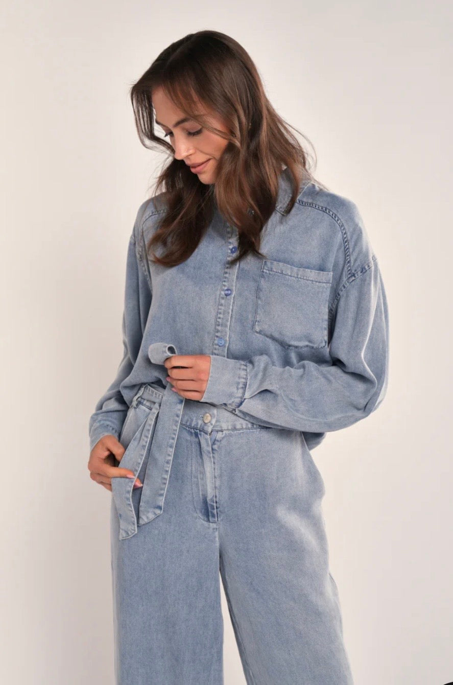 Simple The Brand Isala Bluse Sun Faded Blue