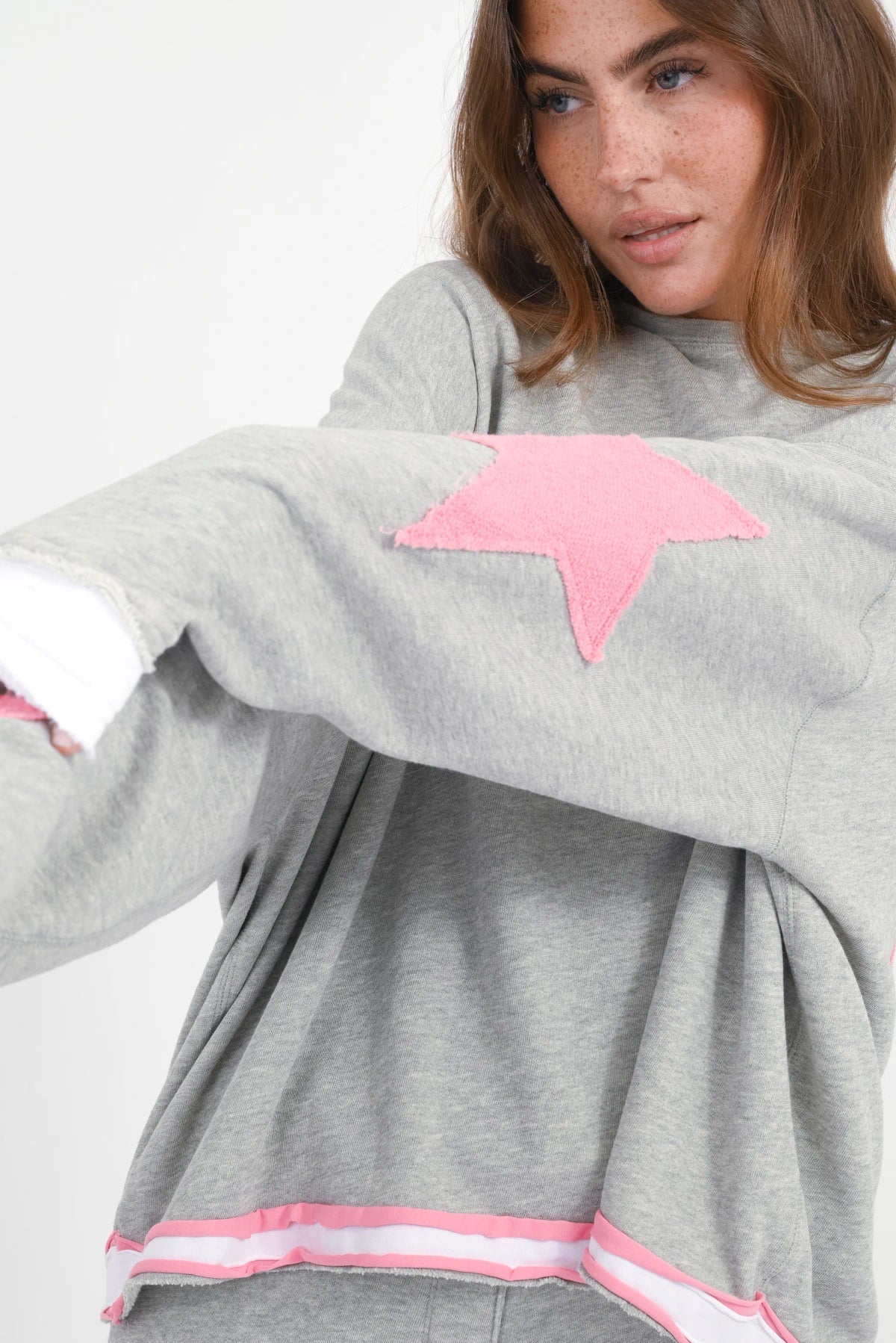 Love Joy Victory Sweatshirt Hopewell Sternen Patches grey Melange