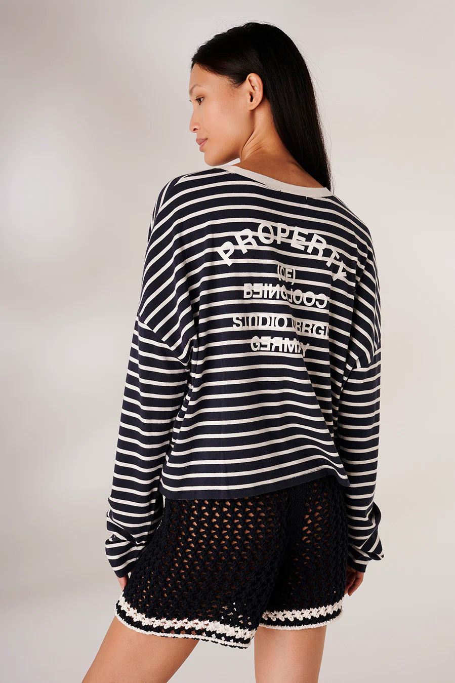Liv Bergen Sweater Stripe in Marino ( Dunkelblau)