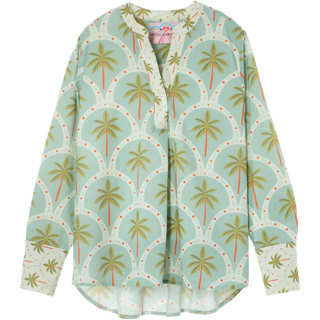 SOUL KATHRINE AVA Green Palm Bluse