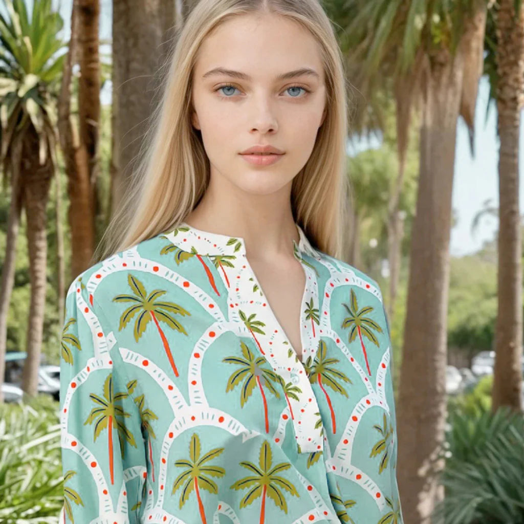 SOUL KATHRINE AVA Green Palm Bluse
